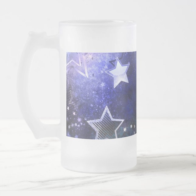 Taza De Cristal Esmerilado Fondo espacial con estrellas (Izquierda)