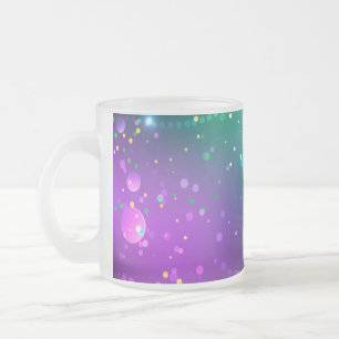 Taza De Cristal Esmerilado Fondo morado festivo de Mardi Gras