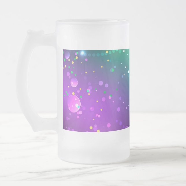 Taza De Cristal Esmerilado Fondo morado festivo Mardi Gras (Izquierda)