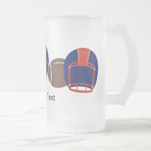 Taza De Cristal Esmerilado FOOTBALL Mug Beer Blue and Naranja - SRF