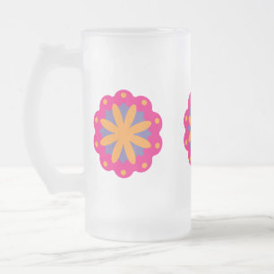 Taza De Cristal Esmerilado formas de círculos florales coloridos