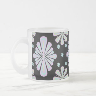 Taza De Cristal Esmerilado Formas florales pastel sobre fondo negro