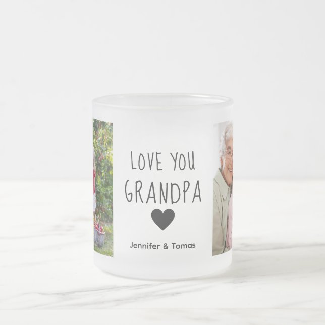 Taza De Cristal Esmerilado Foto de colección moderna te ama abuelo (Centro)