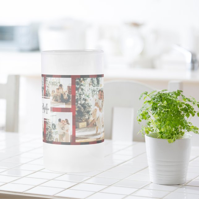 Taza De Cristal Esmerilado Foto De Collage Y Búfalo Rojo Con Inicio (Subido por el creador)