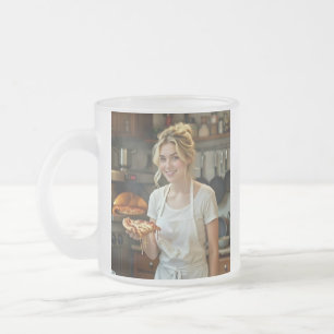 Taza De Cristal Esmerilado Foto de comer pizza personalizar
