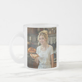 Taza De Cristal Esmerilado Foto de comer pizza personalizar