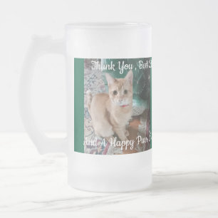 Taza De Cristal Esmerilado Foto de gato texto personalizar Puede Vidrio