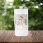 Taza De Cristal Esmerilado Foto de la familia de amor rosa pastoral moderno<br><div class="desc">Regalo fotográfico moderno de la familia de amor rojo</div>