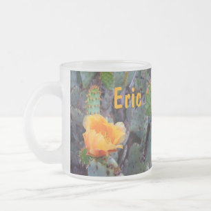 Taza De Cristal Esmerilado foto de la flor de cactus de opuntia de peras de n