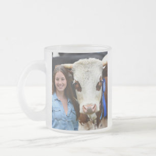 Taza De Cristal Esmerilado Foto de vaca de exposición de ganado personalizada