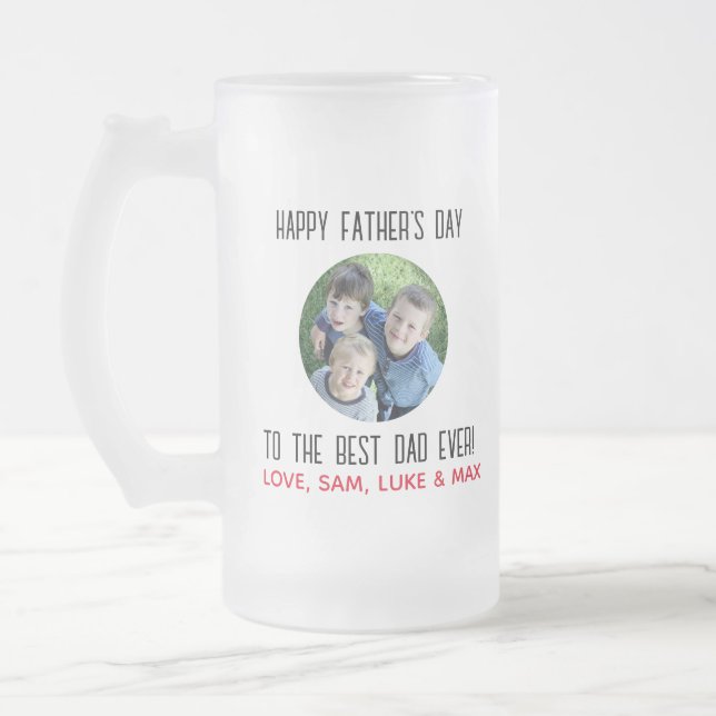 Taza De Cristal Esmerilado Foto del Día del Padre Mejor Papá Nunca Niños (Izquierda)
