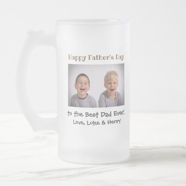 Taza De Cristal Esmerilado Foto del Día del Padre Mejor Papá Nunca Niños (Izquierda)