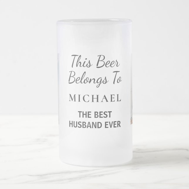 Taza De Cristal Esmerilado Foto del mejor marido de la historia (Centro)