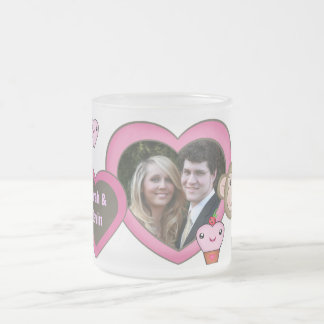 Taza De Cristal Esmerilado Foto del mono del amor de la tarjeta del día de
