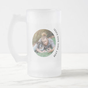 Taza De Cristal Esmerilado Foto del Personalizado de papá, mejor perro, del d
