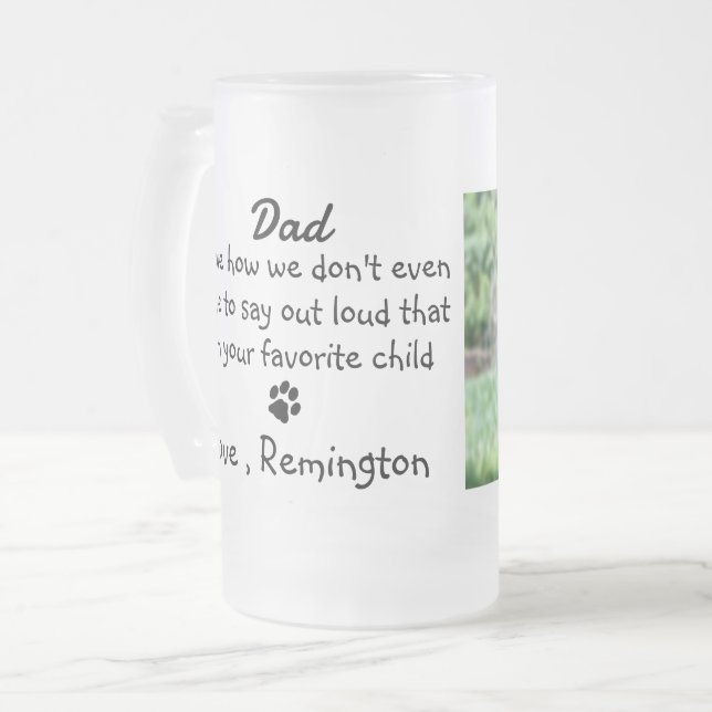 Taza De Cristal Esmerilado Foto divertida del Personalizado Dog Dad (Anverso izquierdo)