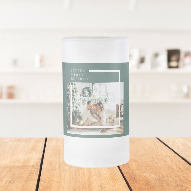 Taza De Cristal Esmerilado Foto familiar moderna | Joyful Merry Blessed | Ver (Subido por el creador)