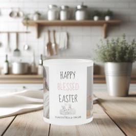 Taza De Cristal Esmerilado Foto moderna de dos | Feliz Pascua Bendecida | Bun