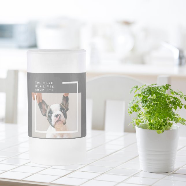 Taza De Cristal Esmerilado Foto moderna de perro | Cita de perro (Subido por el creador)