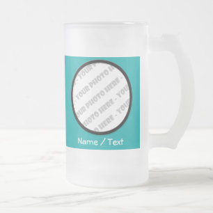 Taza De Cristal Esmerilado Foto redonda y Stein helado texto - cree sus los