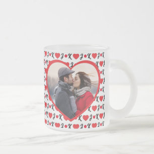 Taza De Cristal Esmerilado Foto romántica de Jack y King Heart