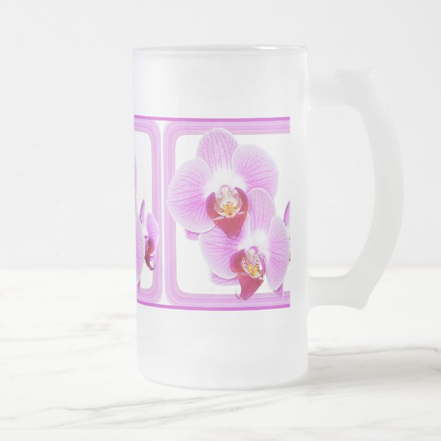 Taza De Cristal Esmerilado Fotografía Orquídea Radiante / Marco Cuadrado (Derecha)