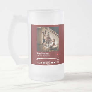 Taza De Cristal Esmerilado Fotos personalizadas de Feliz Navidad