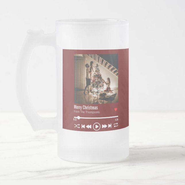 Taza De Cristal Esmerilado Fotos personalizadas de Feliz Navidad (Izquierda)