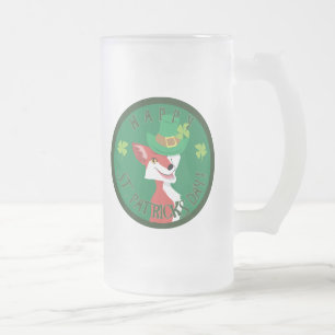 Taza De Cristal Esmerilado Fox de San Patricio