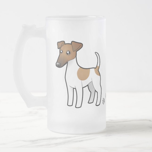 Taza De Cristal Esmerilado Fox terrier liso del dibujo animado (Izquierda)