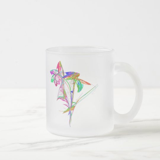 Taza De Cristal Esmerilado Fractal - flor y brote