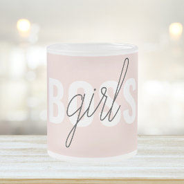Taza De Cristal Esmerilado Frase del jefe del Chica rosado Pastel moderno