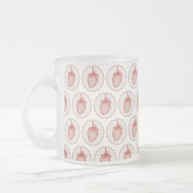 Taza De Cristal Esmerilado Fresa (Izquierda)