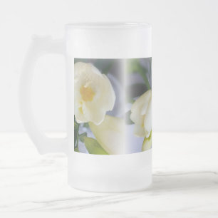 Taza De Cristal Esmerilado fresia amarilla blanca