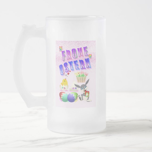 Taza De Cristal Esmerilado Frohe Ostern (Izquierda)