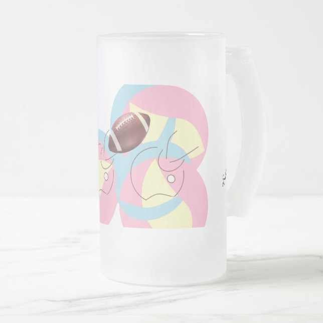 Taza De Cristal Esmerilado Frosted Beer Mug  : Football In Motion . (Anverso derecho)