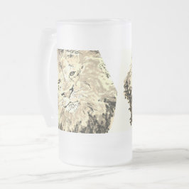 Taza De Cristal Esmerilado Frosted Beer Mug : king of The Jungle