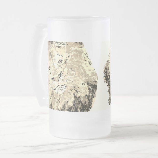 Taza De Cristal Esmerilado Frosted Beer Mug : king of The Jungle (Anverso izquierdo)