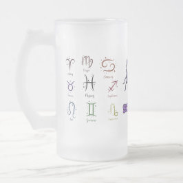 Taza De Cristal Esmerilado Frosted Glass Beer Mug ECC,ESMALTADO ZODIACAL