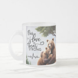 Taza De Cristal Esmerilado Frosted Glass Mug Bear Family Heartbeat Love 