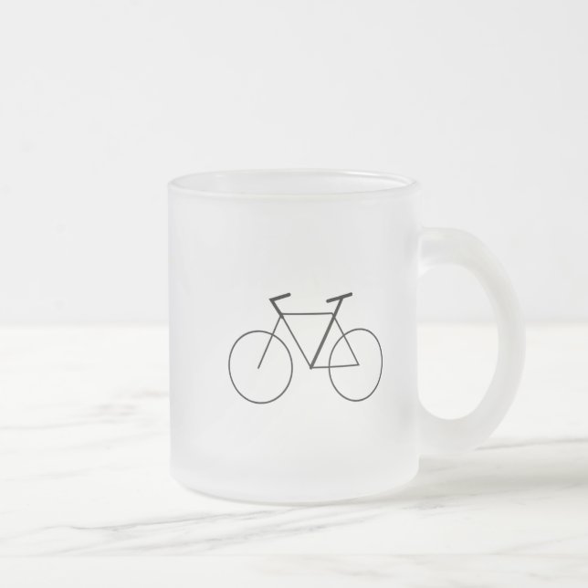 Taza De Cristal Esmerilado Frosted Glass Mug with Clean Bicycle Design (Derecha)