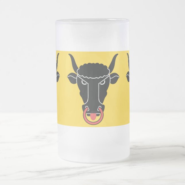Taza De Cristal Esmerilado Frosted Glass Mug with flag of Uri, Switzerland (Centro)