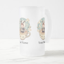 Taza De Cristal Esmerilado Frosted Glass Panda Cold Brew Mug