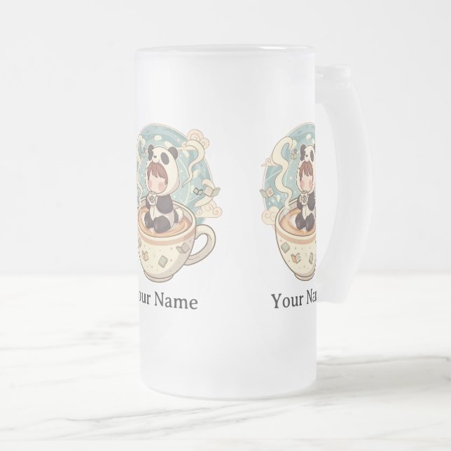 Taza De Cristal Esmerilado Frosted Glass Panda Cold Brew Mug (Anverso derecho)