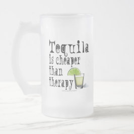TAZA DE CRISTAL ESMERILADO FROSTED STEIN MUG - TEQUILA, MÁS BARATO QUE LA TER