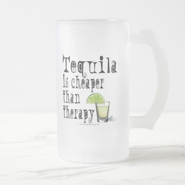 TAZA DE CRISTAL ESMERILADO FROSTED STEIN MUG - TEQUILA, MÁS BARATO QUE LA TER (Derecha)