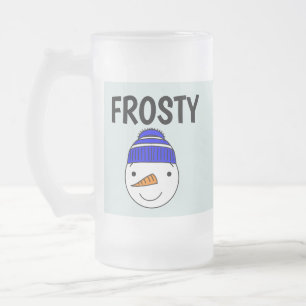 TAZA DE CRISTAL ESMERILADO FROSTISTA FUNNY SNOWMAN FROSY FROSY GLASS MUGS