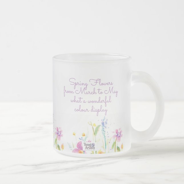 Taza De Cristal Esmerilado Frosty Glass Flower Tea Coffee Mug (Derecha)
