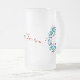 Taza De Cristal Esmerilado Frosty Merry Christmas Wreath
