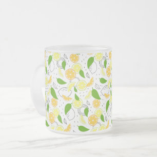 Taza De Cristal Esmerilado Frutas Cítricas Limón Naranja Moderna.